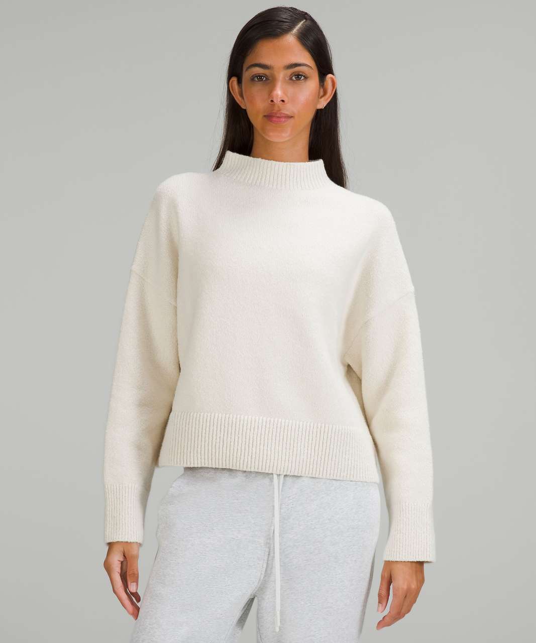 Lululemon Brushed Cotton Merino Blend Mockneck - Bone - lulu fanatics