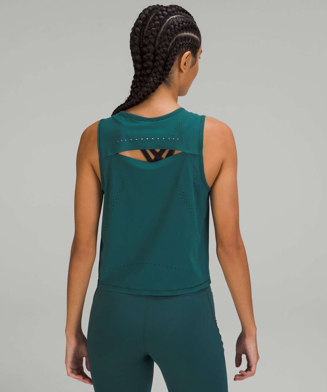 Lululemon High Neck Running and Training Tank Top - Rainforest Green - lulu  fanatics