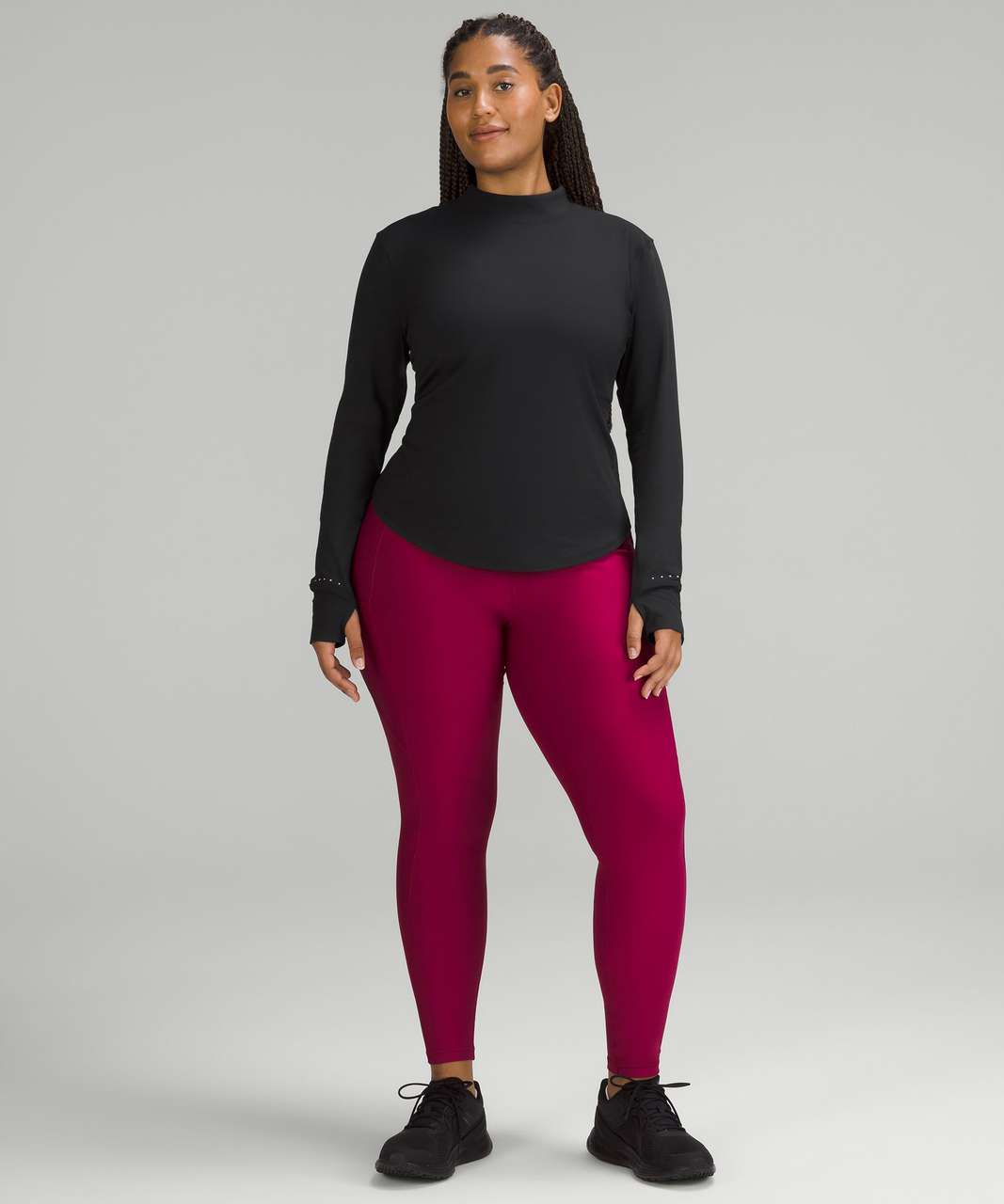 Lululemon Rulu Running Long-Sleeve Mock Neck Shirt - Black - lulu fanatics