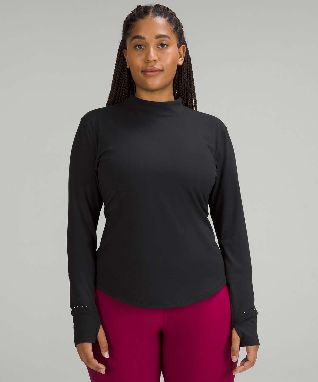 Lululemon Rulu Running Long-Sleeve Mock Neck Shirt - Black