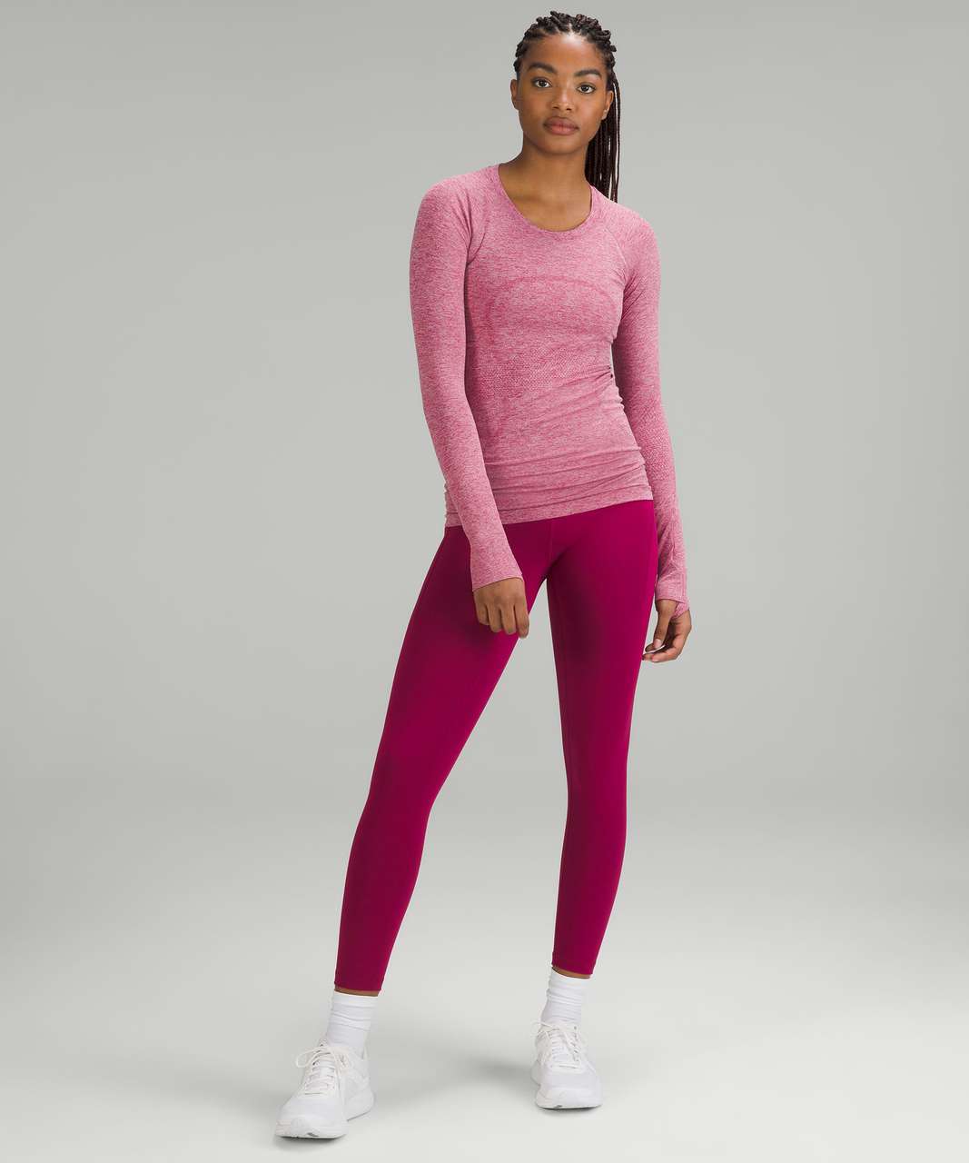 Lululemon Swiftly Tech Long Sleeve Shirt 2.0 - Pomegranate / Pink Peony -  lulu fanatics