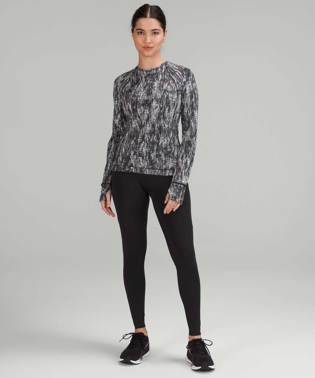 Lululemon Its Rulu Run Long Sleeve Shirt - Lino Slide Alpine White Black