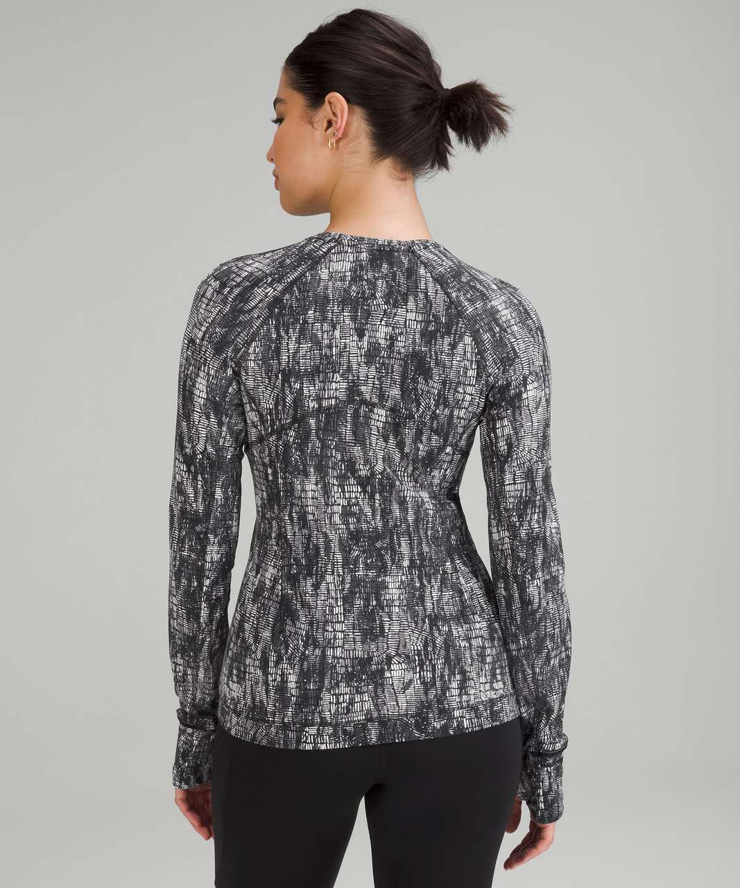 Lululemon Its Rulu Run Long Sleeve Shirt - Lino Slide Alpine White Black