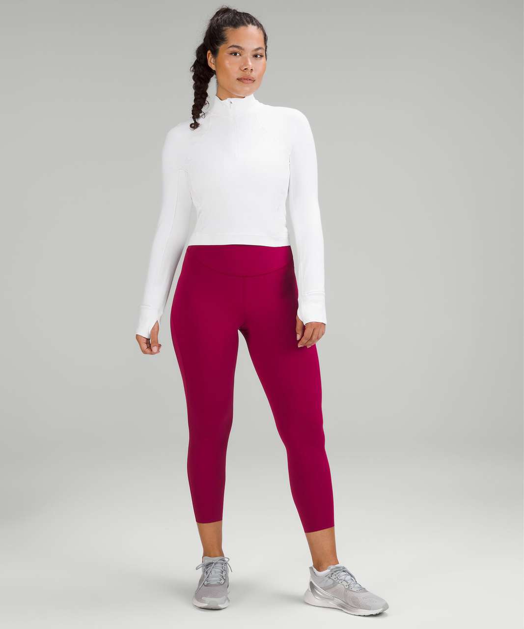 Lululemon Its Rulu Run Cropped Half Zip - Moonlit Magenta - lulu fanatics