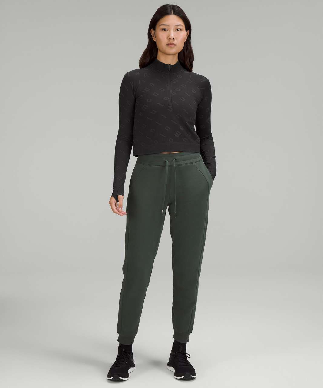 Lululemon Rest Less 1/2 Zip - Black / Black (First Release) - lulu fanatics