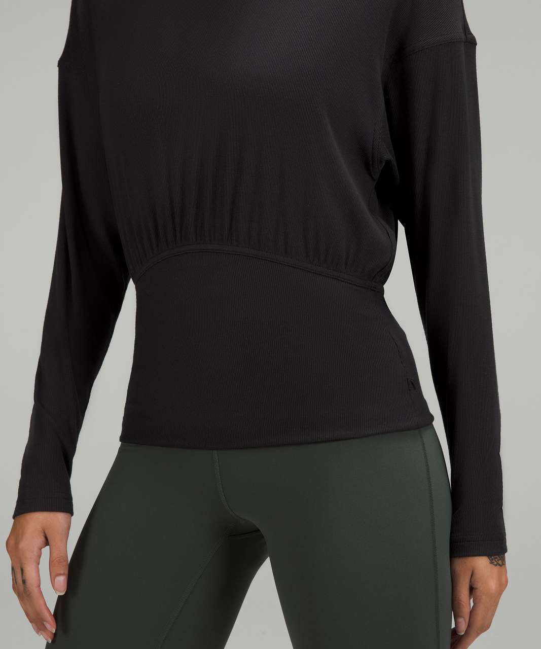 Lululemon Ribbed Modal-Silk Blend Long Sleeve Shirt - Black