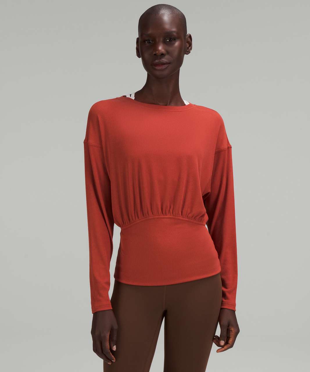 Lululemon Ribbed Modal-Silk Blend Long Sleeve Shirt - Cayenne