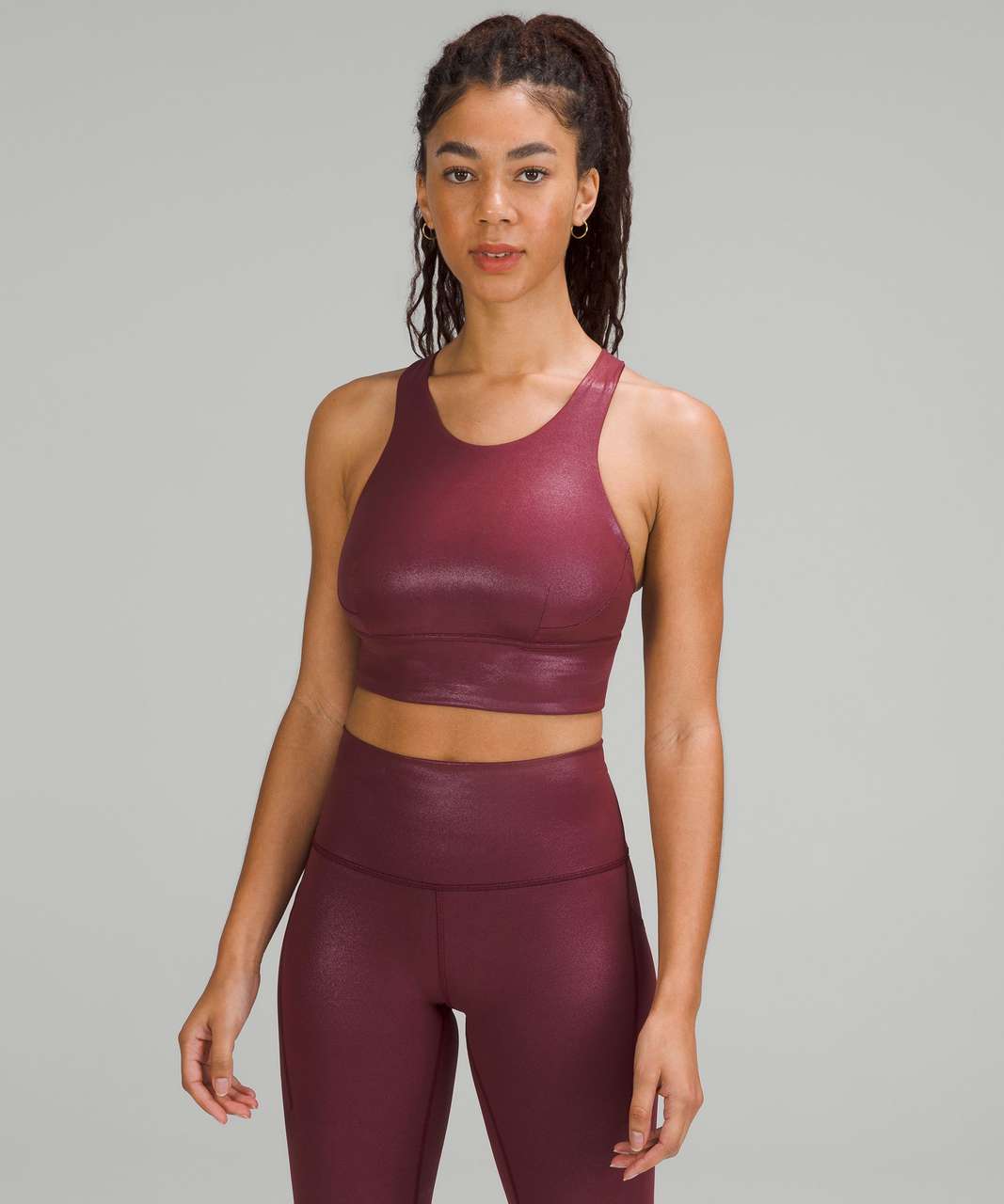 Lululemon Wunder Train Longline Bra Foil *Medium Support, C/D Cup - Radiate Foil Print Red Merlot