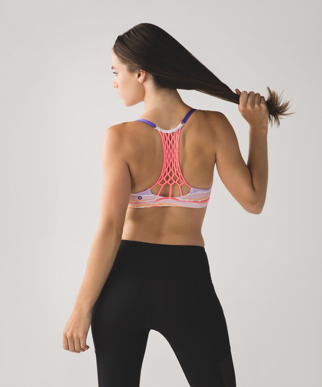 Lululemon True Self Bra - Bleacher Stripe White Iris Flower / Blush Quartz / Iris Flower