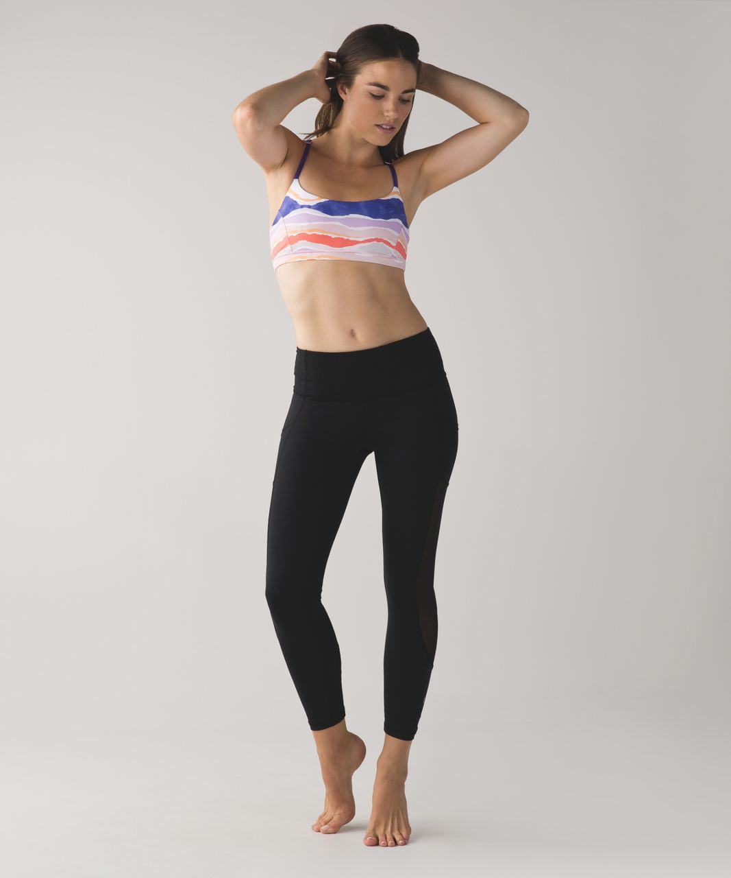 Lululemon True Self Bra - Bleacher Stripe White Iris Flower / Blush Quartz / Iris Flower