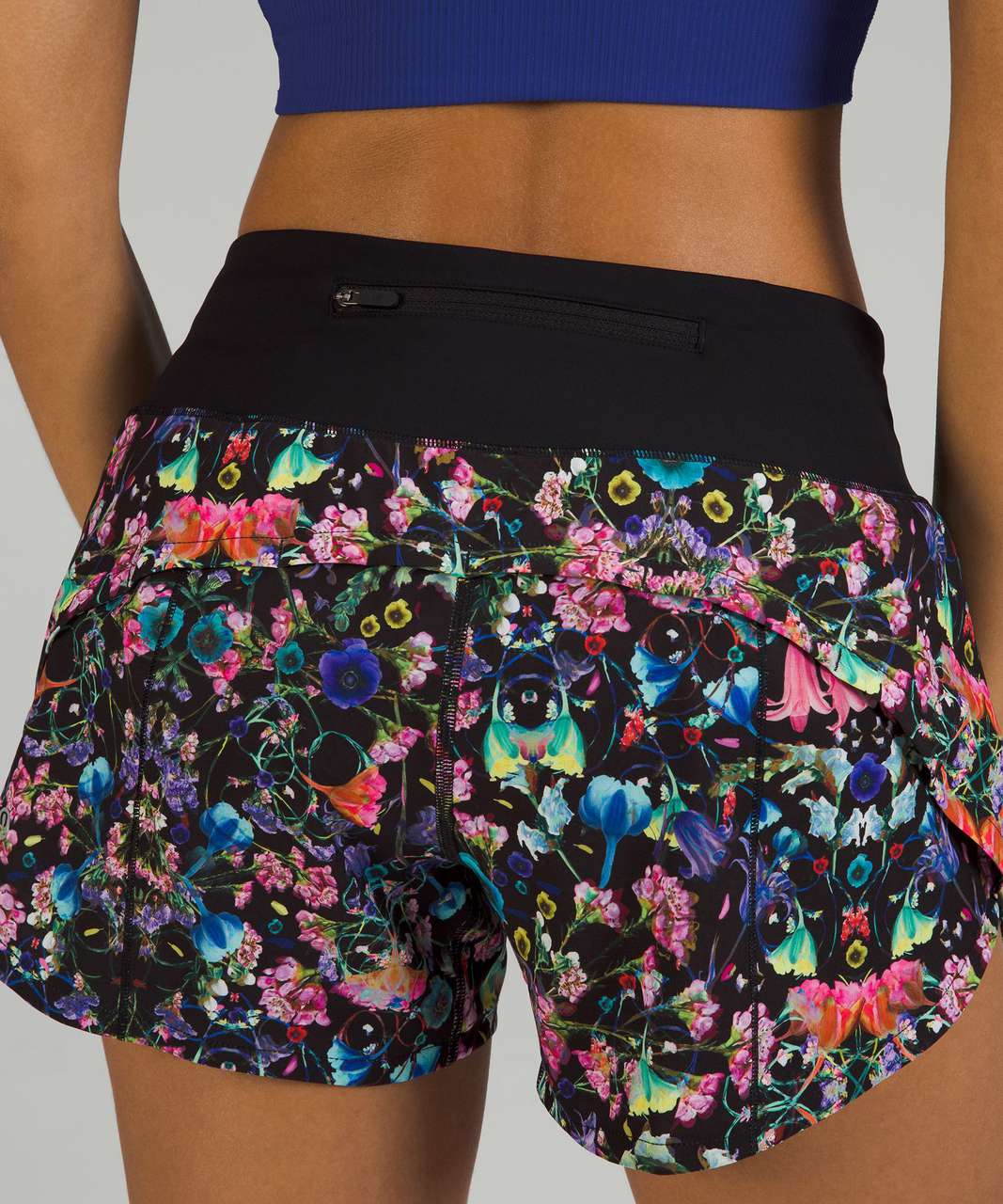 Lululemon Speed Up Mid-Rise Lined Short 4 - Veiled Floral Black Multi /  Black - lulu fanatics