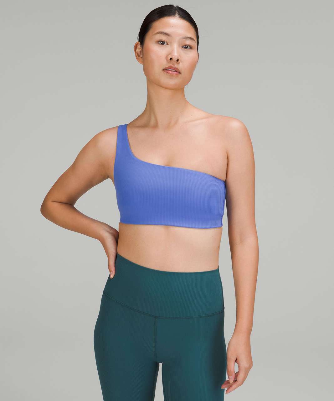 Lululemon Ribbed Nulu Asymmetrical Yoga Bra *Light Support, A/B Cup -  Pomegranate - lulu fanatics