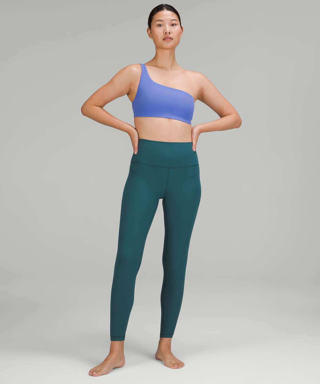 Lululemon Ribbed Nulu Asymmetrical Yoga Bra *Light Support, A/B Cup -  Utility Blue - lulu fanatics