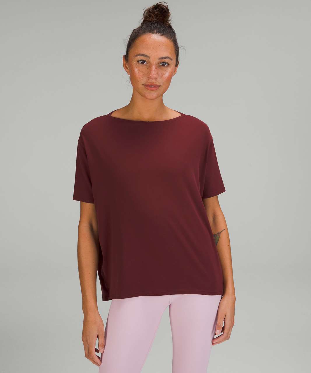 Lululemon Back in Action Short Sleeve T-Shirt *Nulu - Red Merlot