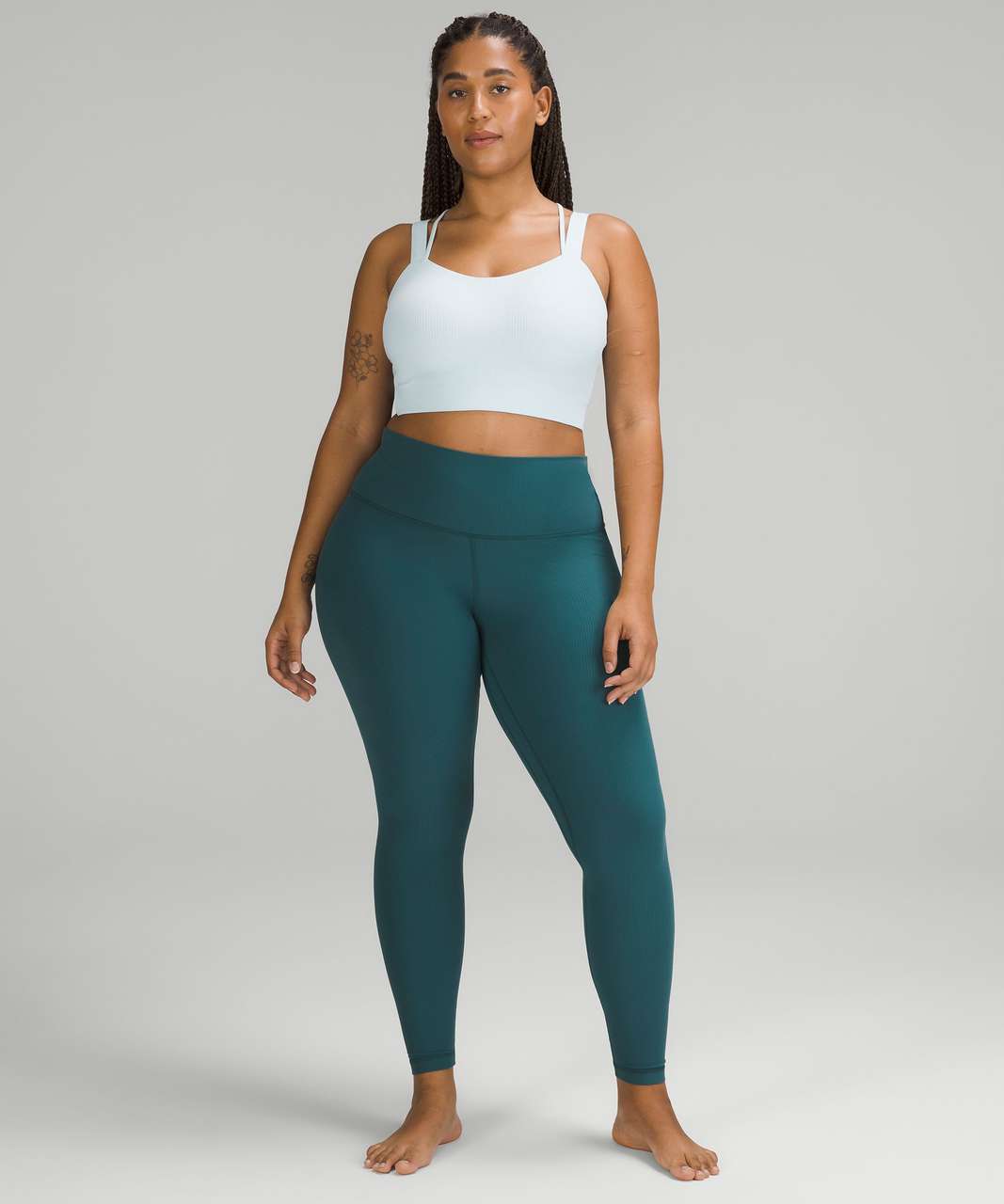 Lululemon Like a Cloud Ribbed Longline Bra *Light Support, D/DD Cup -  Powder Blue - lulu fanatics