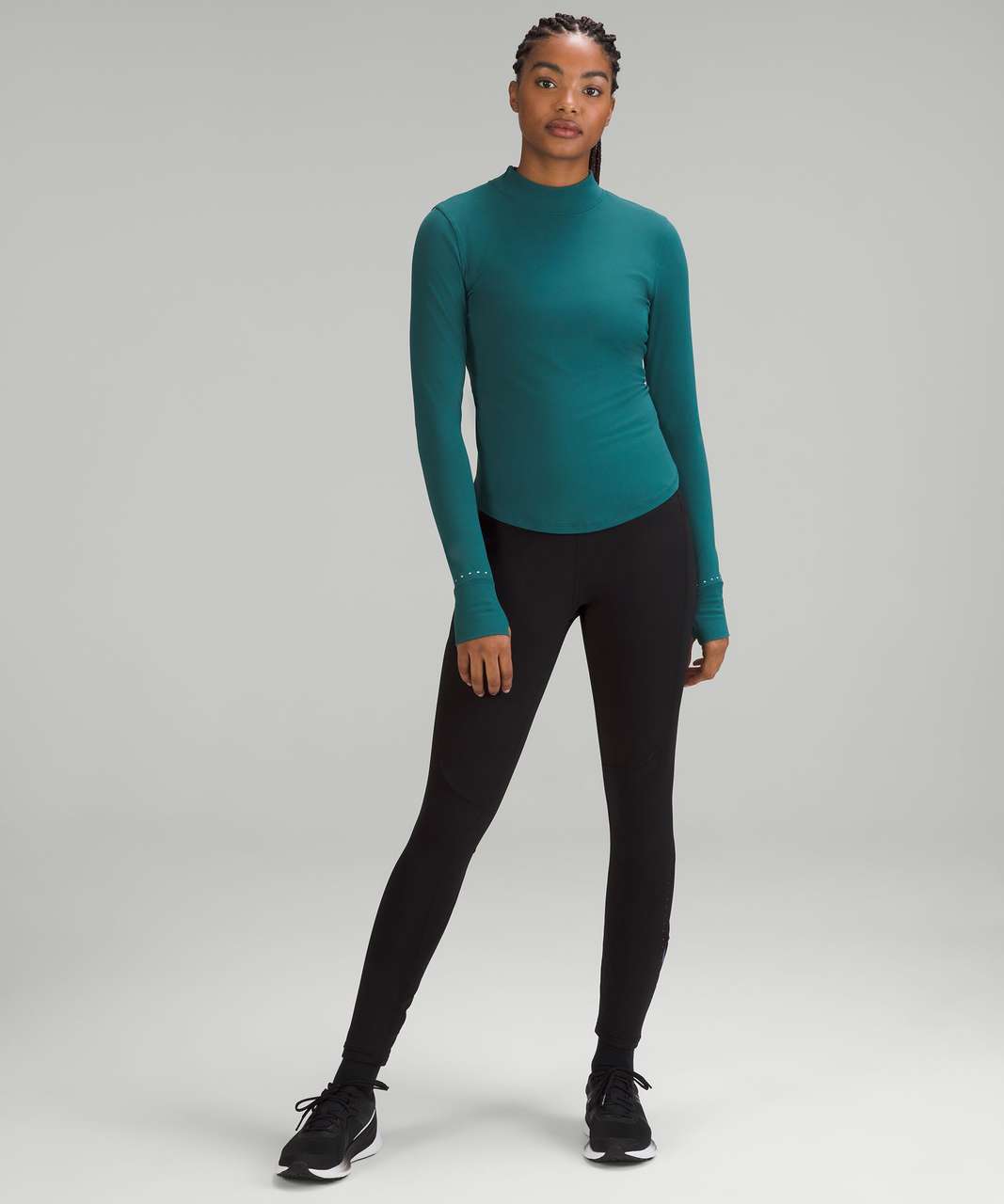 Lululemon Rulu Running Long-Sleeve Mock Neck Shirt - Green Jasper