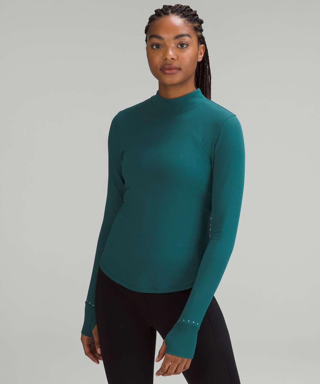 Lululemon Rulu Running Long-Sleeve Mock Neck Shirt - Green Jasper