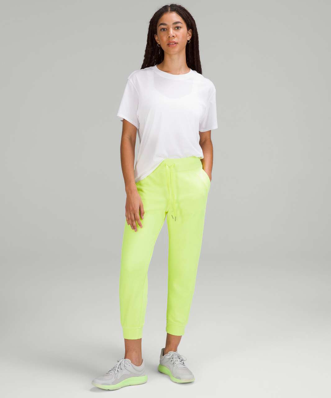 Solid Joggers Lime Green Women Sweatpants (Women's) 