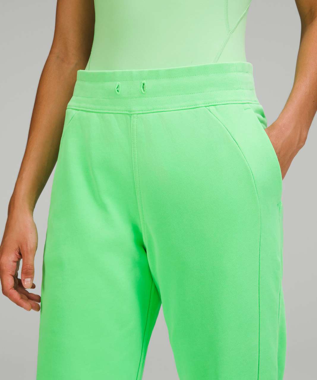 Lululemon Scuba High-Rise Cropped Jogger - Neon Garment Dye Solid Scream Green Light