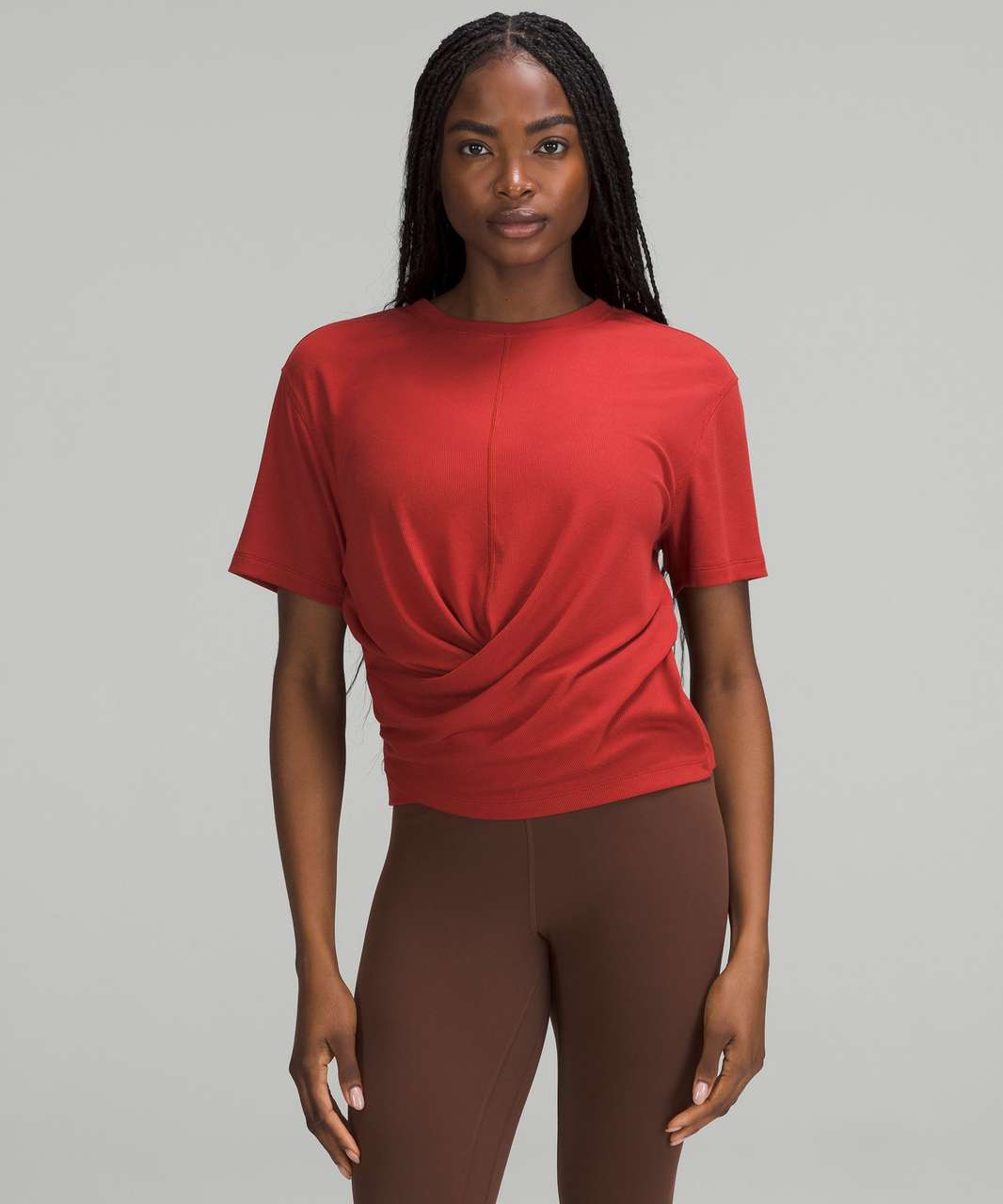 Lululemon Ribbed Modal-Silk Blend Reversible T-Shirt - Cayenne