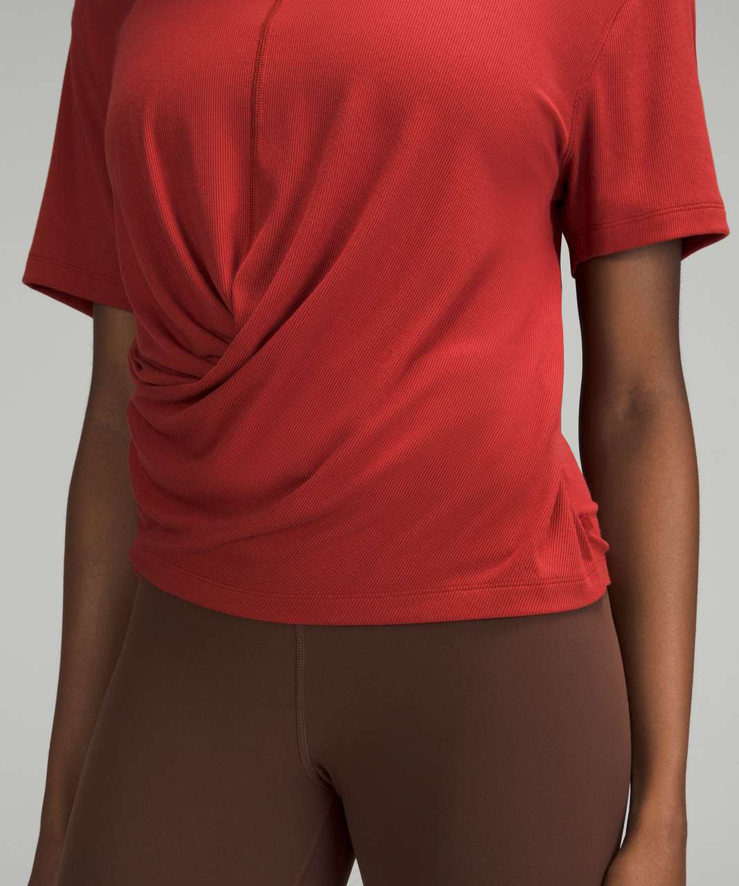 Lululemon Ribbed Modal-Silk Blend Reversible T-Shirt - Cayenne