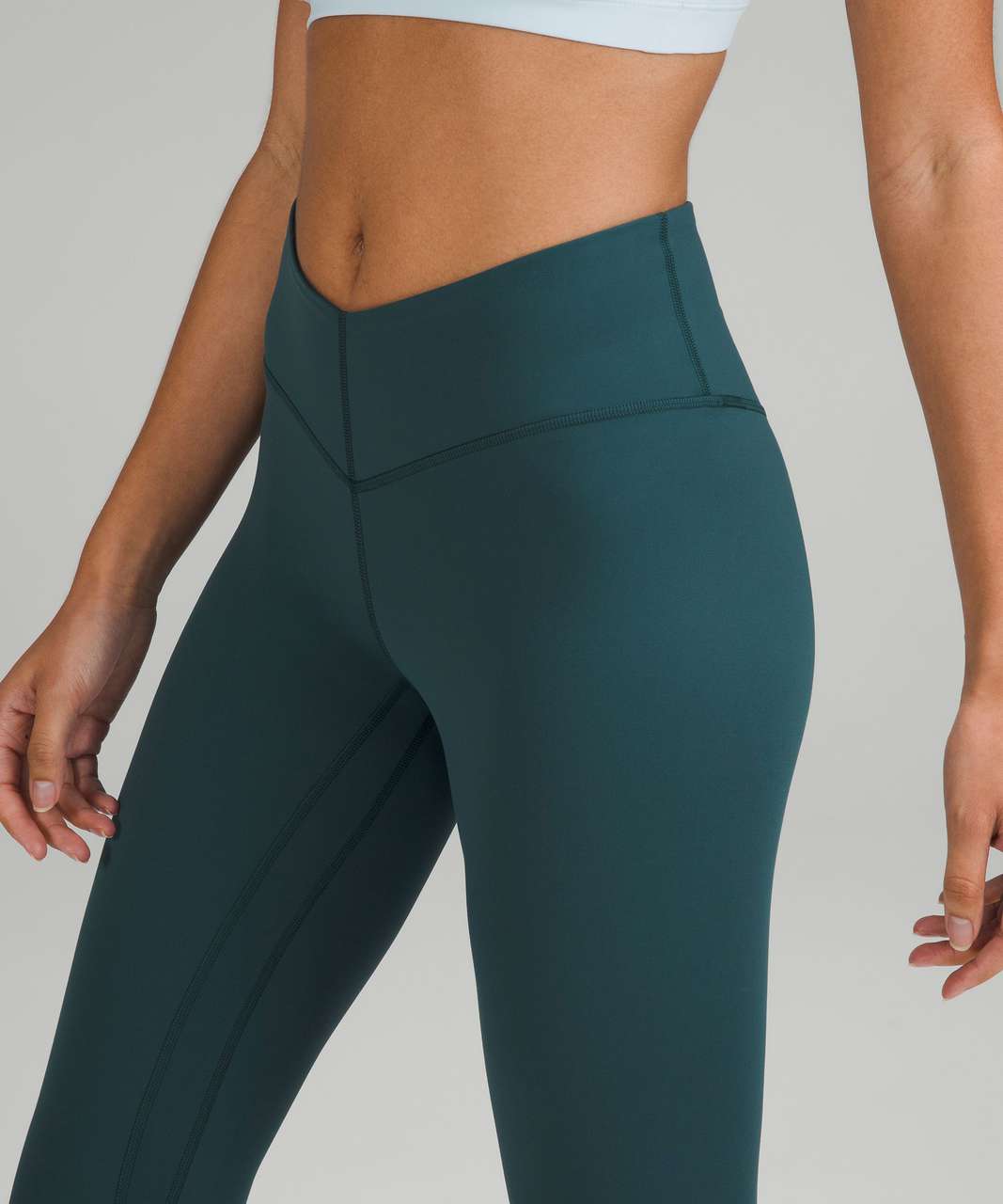 Lululemon Tidewater Green Leggings Women's Sz 12 Nulu And Mesh 23