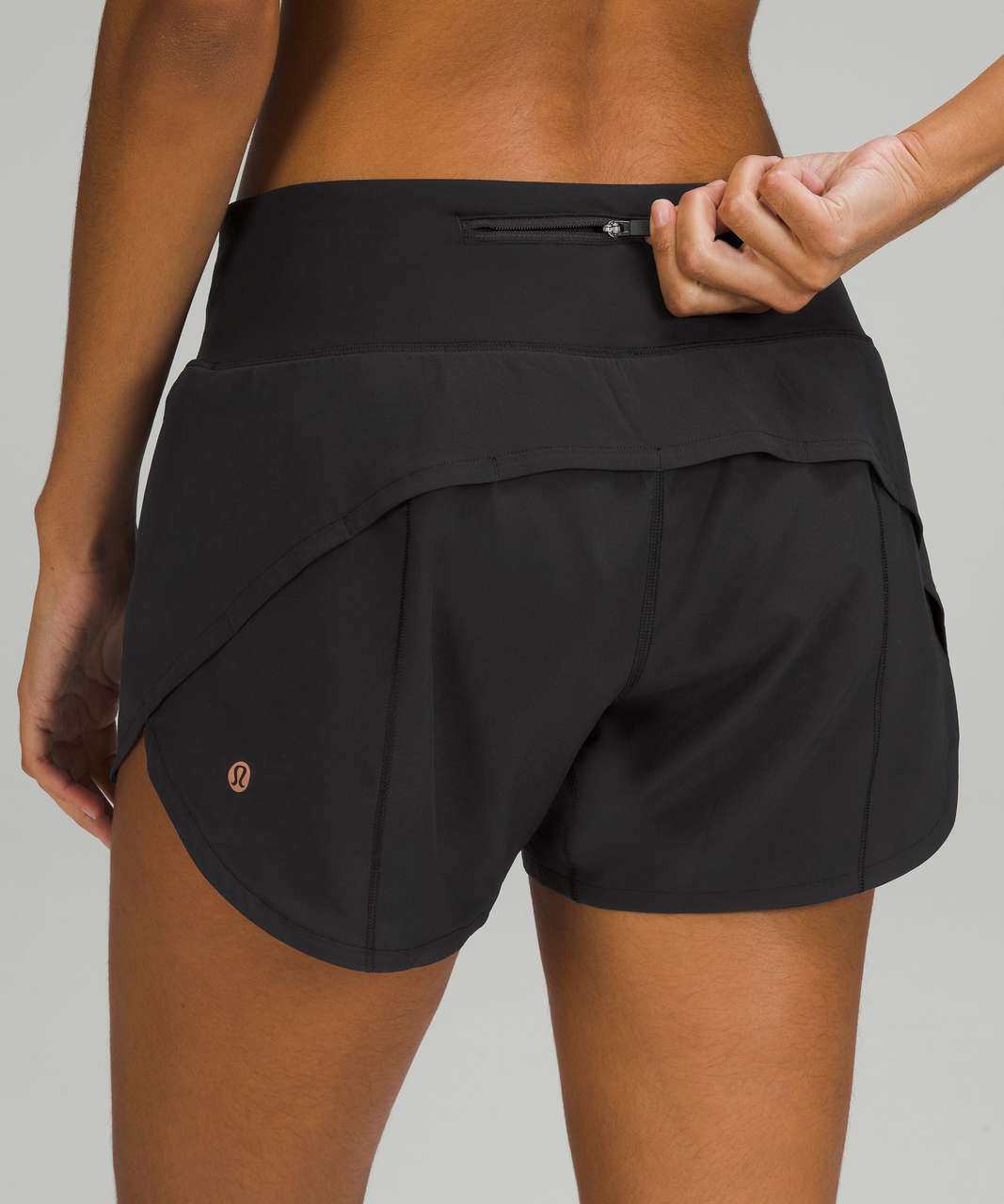 Lululemon Speed Up Mid-Rise Lined Short 4" *Graphic - Black / PANTONE 8042 C