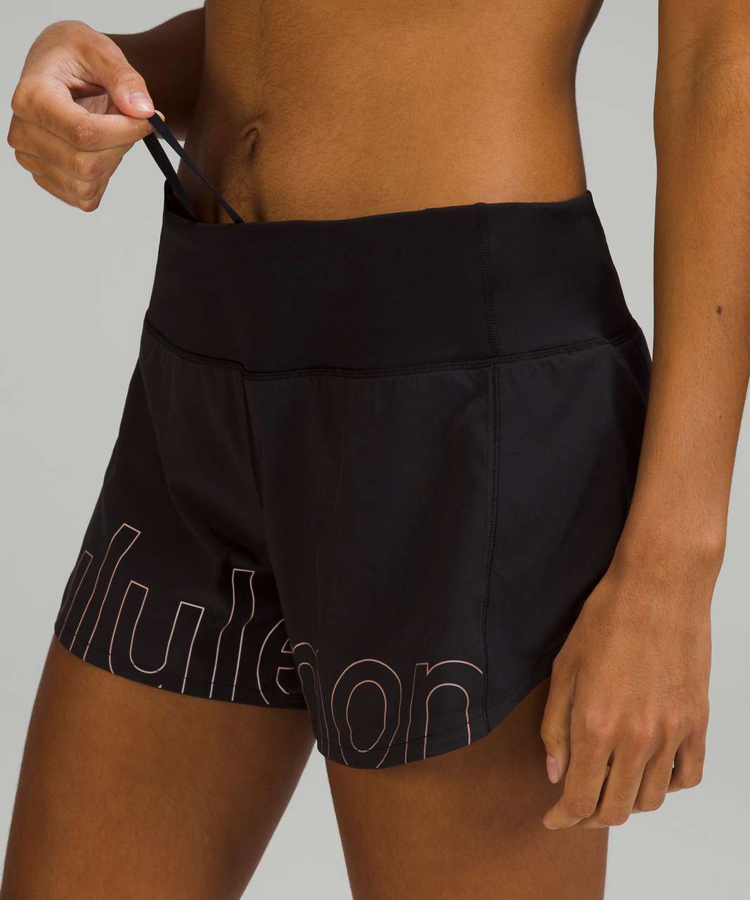 Lululemon Speed Up Mid-Rise Lined Short 4" *Graphic - Black / PANTONE 8042 C