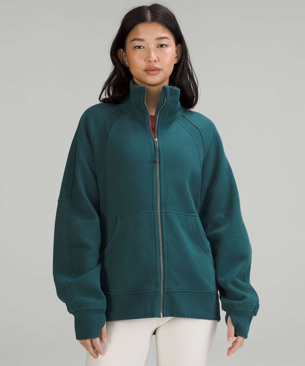 Lululemon Scuba Oversized Funnel Neck Half-Zip - Bronze Green - lulu  fanatics