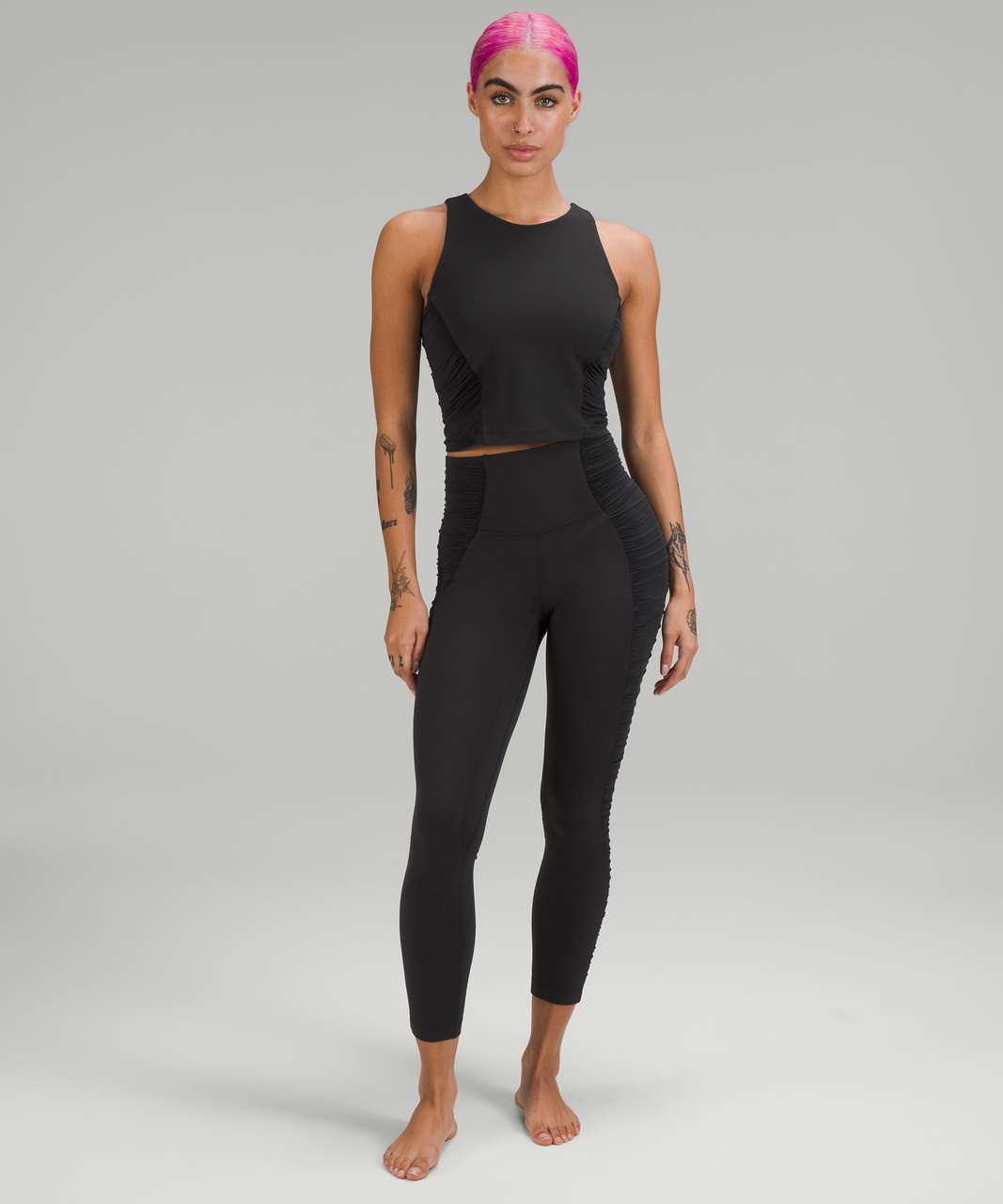 Lululemon Align High-Rise Ruched Waist Crop 22 - Black - lulu