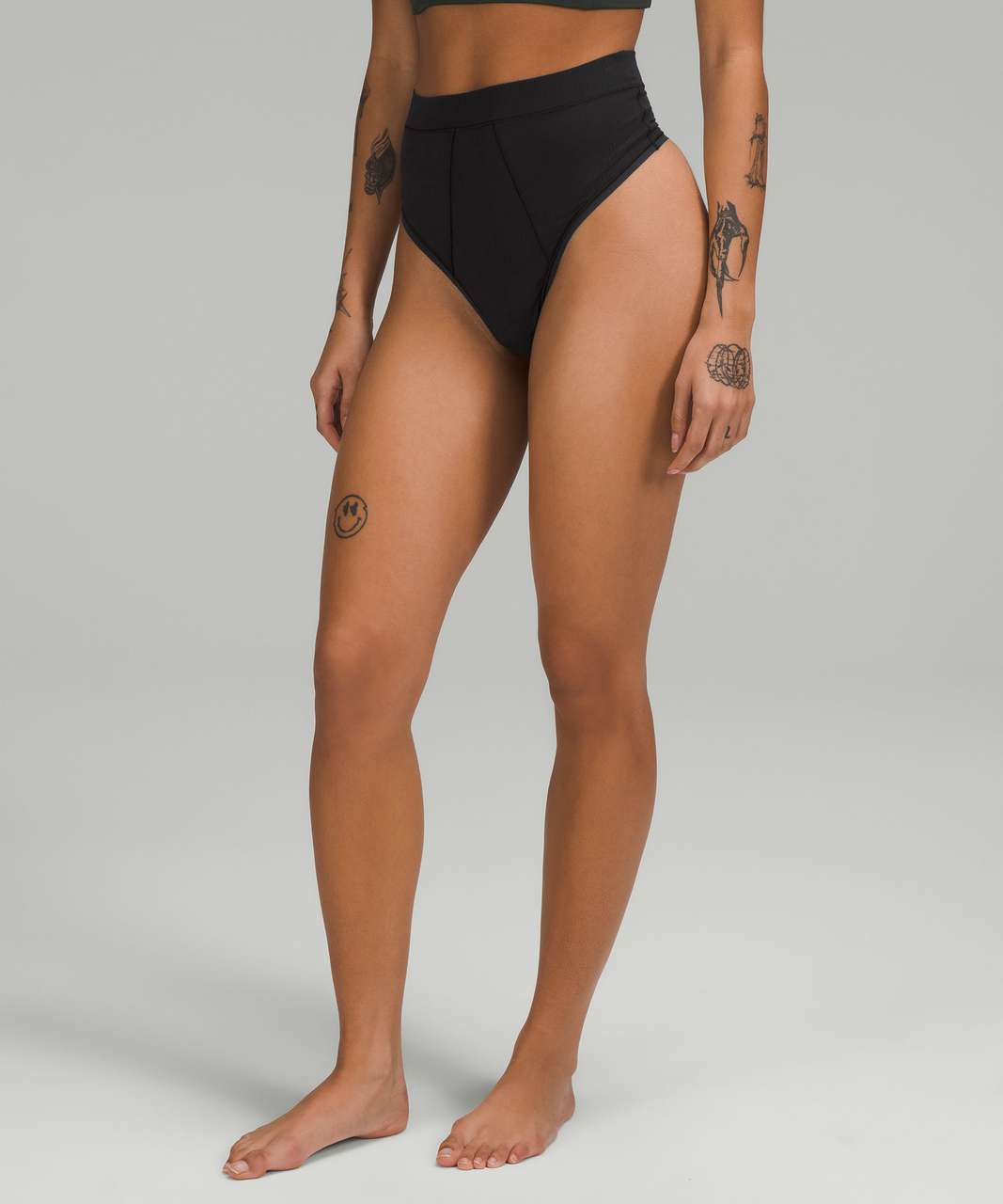 Lululemon UnderEase Ribbed High-Waist Thong Underwear - Black / RIB - lulu  fanatics