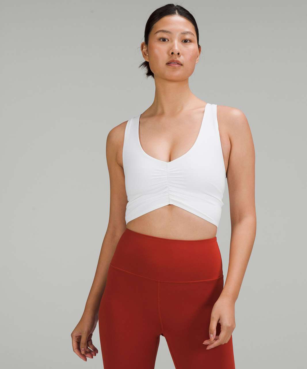 Lulu Designer Yarn Yoga Longline Sports Bra Tank U Neck Nude Sense