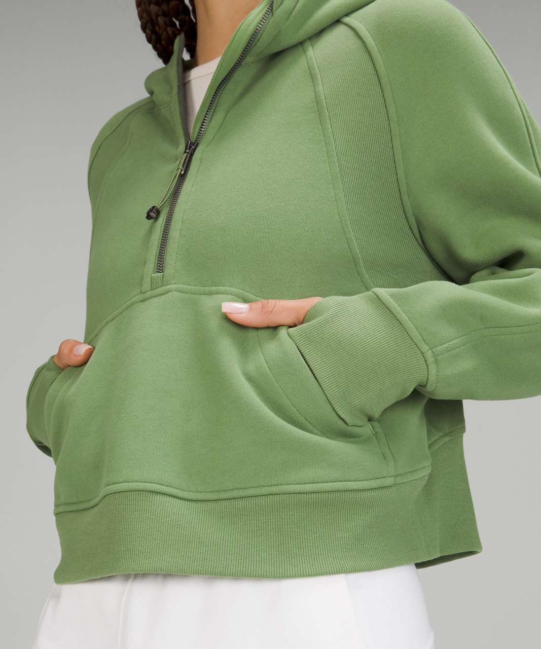 Womens Oversize LuLu Scuba Hoodie Dupes Inner Fleece Half Zip Lemon  Pullover Sweatshirts Long Sleeve Tops Pocket Thumb Hole, 3-army Green,  Large : : Fashion