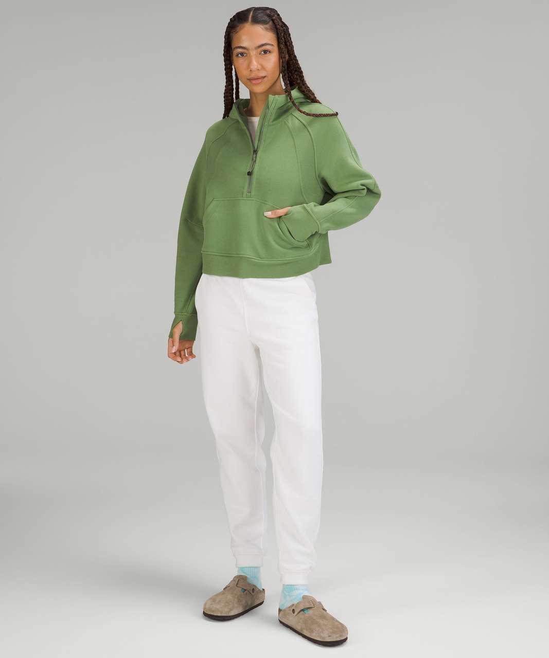 Lululemon Scuba Oversized Half-Zip Hoodie - Green Foliage - lulu fanatics