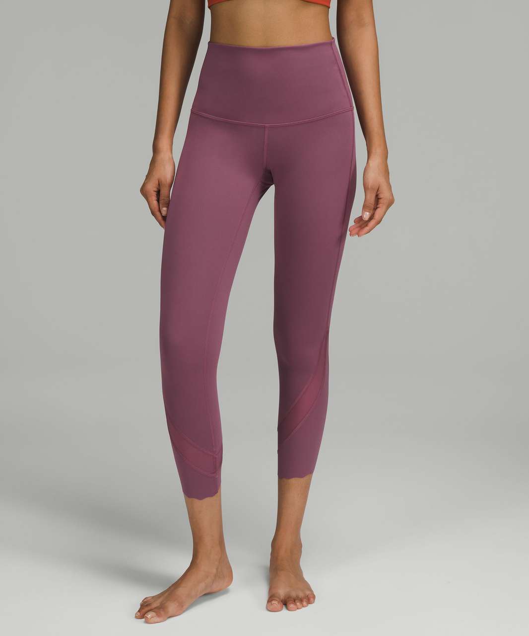 Lululemon Wunder Under Scalloped Hem High-Rise Crop 23 *Full-On Luxtreme -  Vintage Plum - lulu fanatics