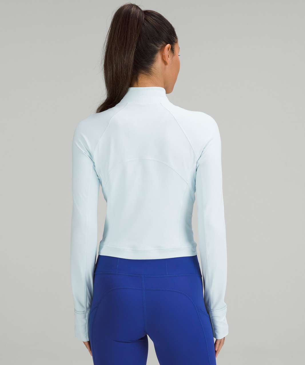 Lululemon Its Rulu Run Cropped Half Zip - Powder Blue - lulu fanatics