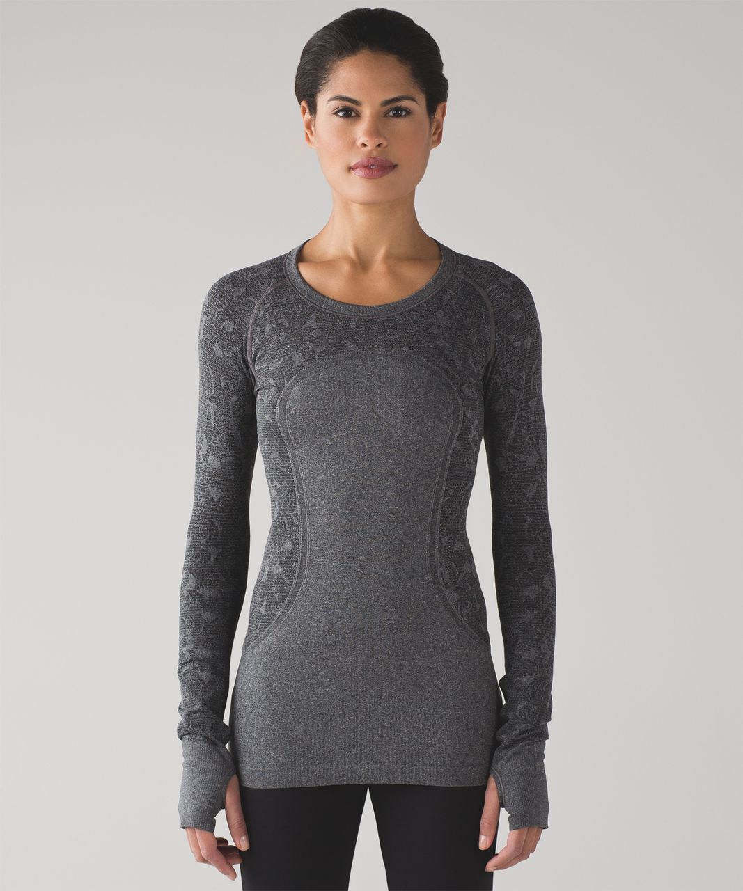 Lululemon Swiftly Tech Long Sleeve Crew - Heathered Black - lulu 