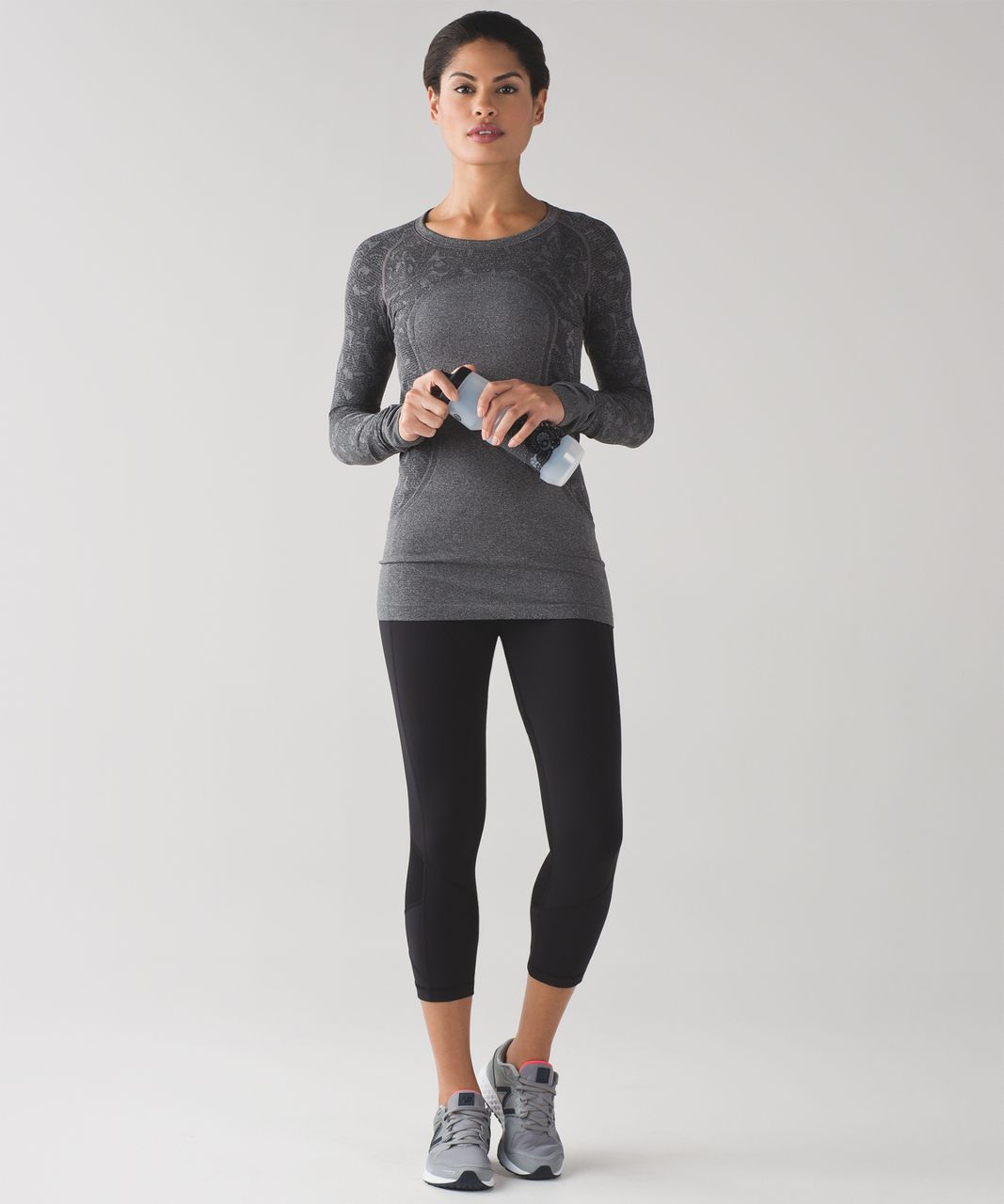 Lululemon Swiftly Tech Long Sleeve Crew - Heathered Black - lulu fanatics