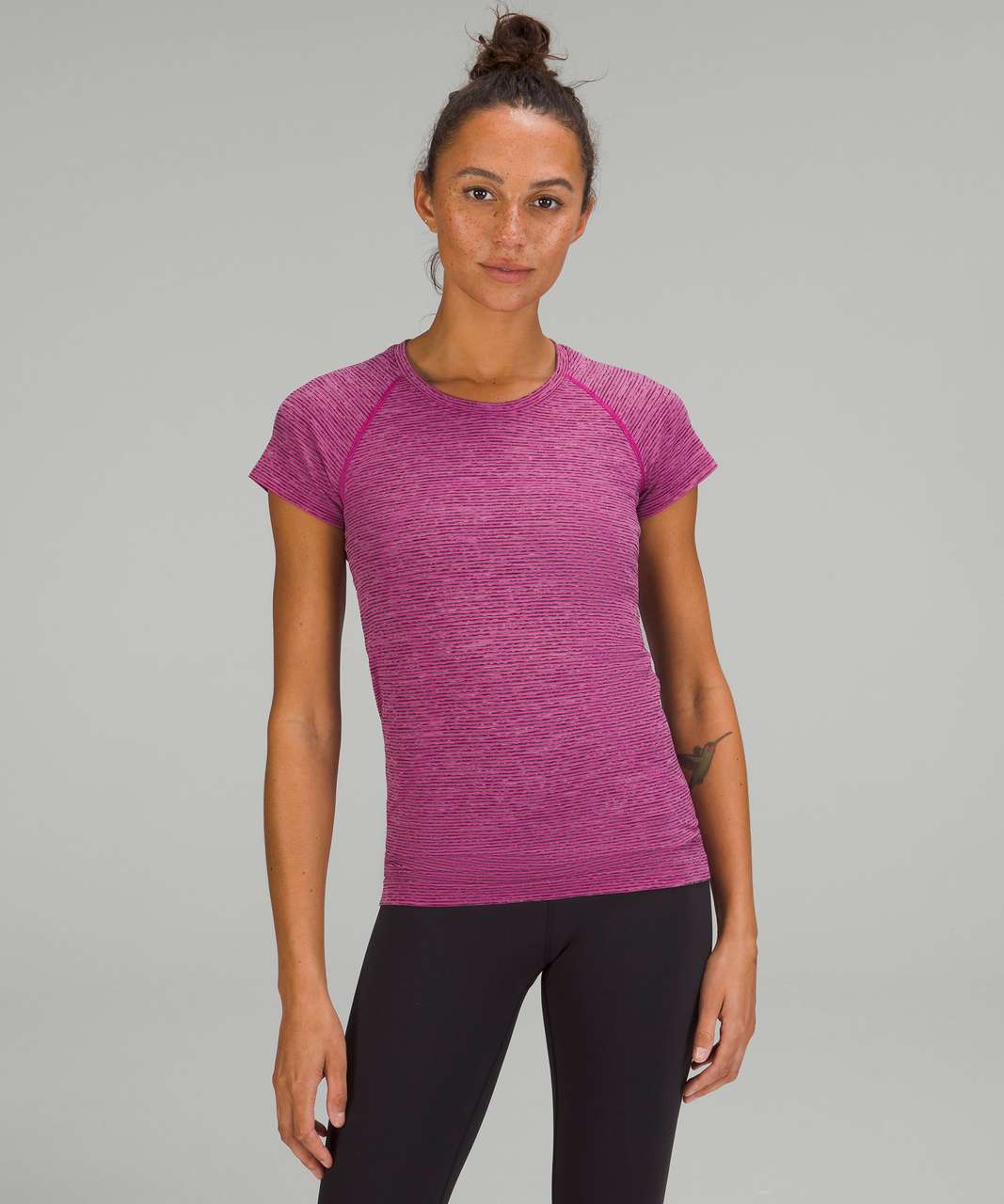 Lululemon Swiftly Tech Long Sleeve 2.0 - Grid Warp Black / Neon Multi -  lulu fanatics