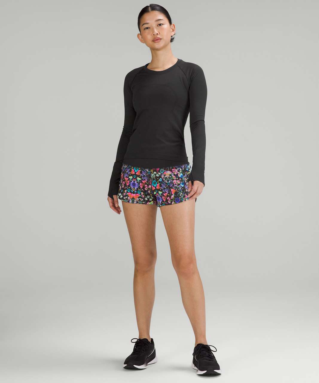 Lululemon Speed Up High-Rise Lined Short 2.5" - Flowerscope Black Multi / Black