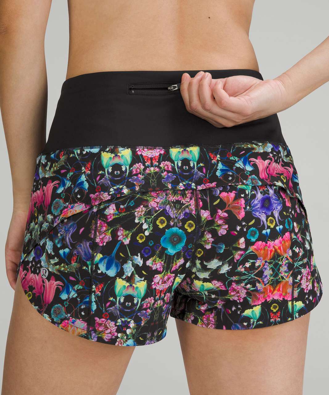 Lululemon Speed Up High-Rise Lined Short 2.5" - Flowerscope Black Multi / Black