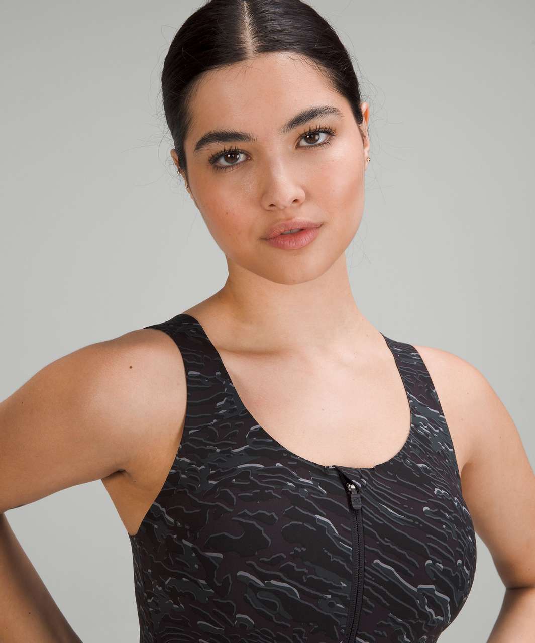 Lululemon Enlite Front-Zip Bra *High Support, A–DDD(E) Cups - Liquidize  Camo Mini WP Black Multi - lulu fanatics