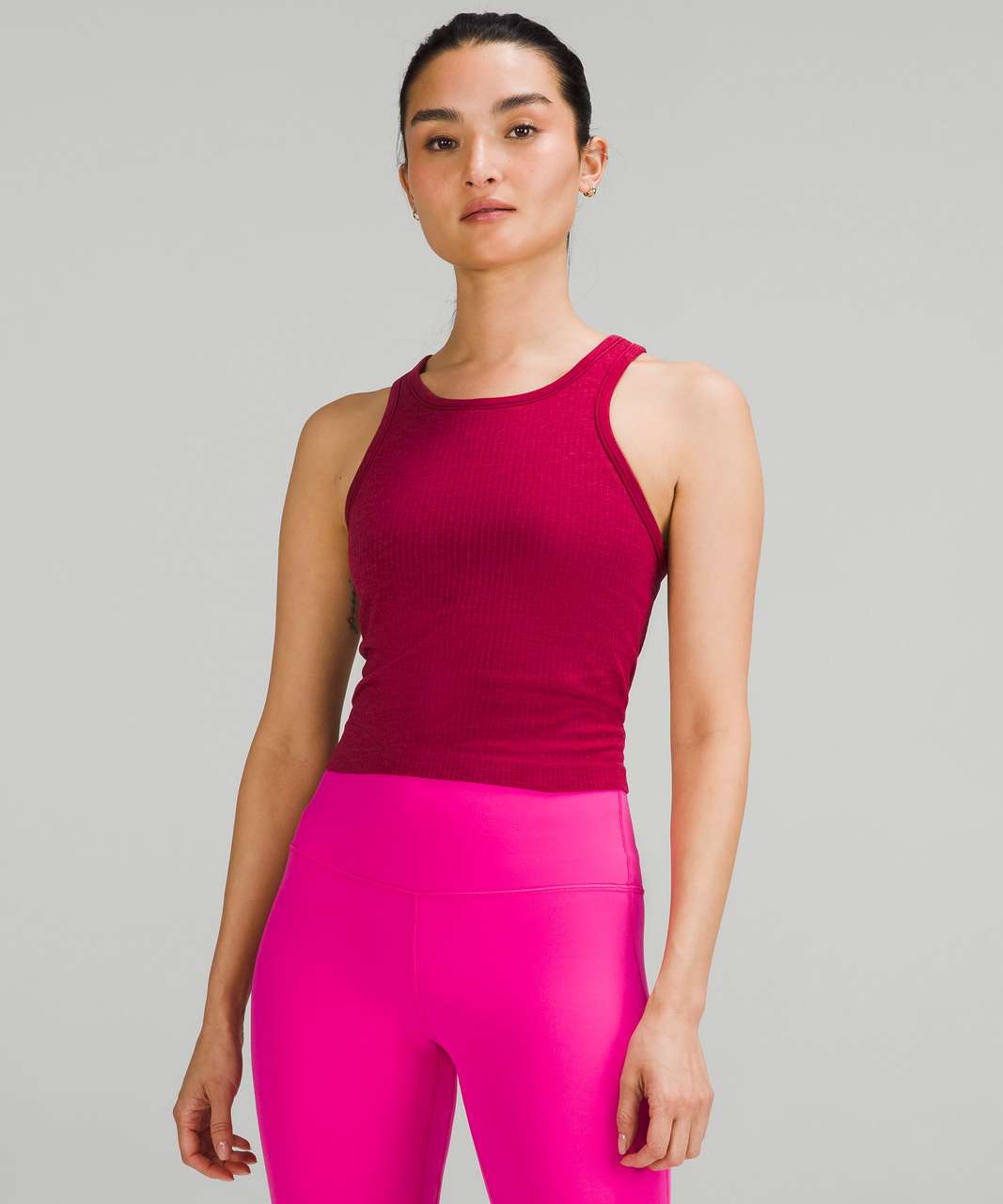 Lululemon Ebb To Street Cropped Racerback Tank Top In Smoky Red