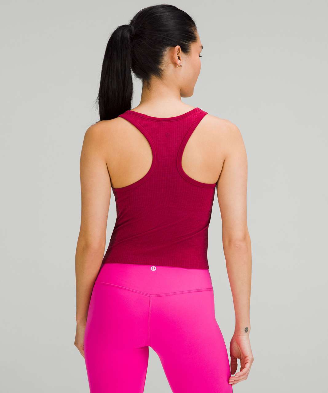 Lululemon Ebb to Street Cropped Racerback Tank Top - Pomegranate