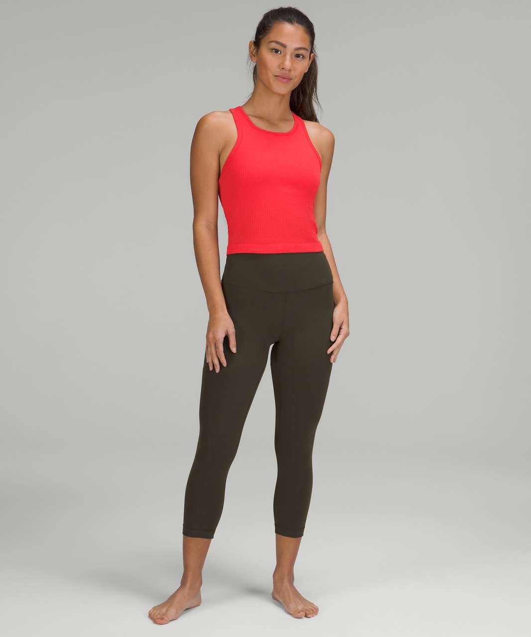 Lululemon Ebb to Street Cropped Racerback Tank Top - Carnation Red - lulu  fanatics