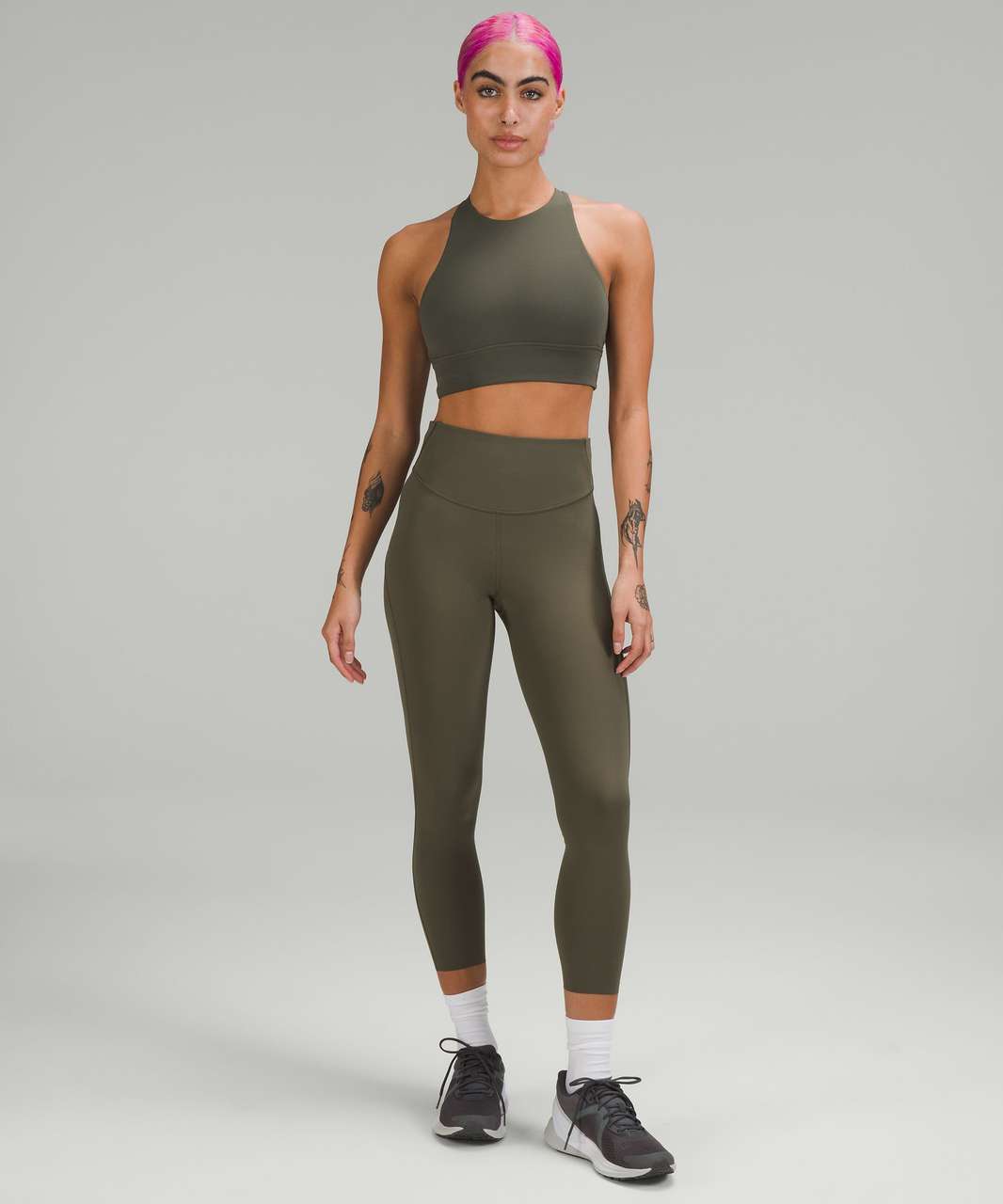 Lululemon Base Pace HR Crop 23 Size 12 - Army Green