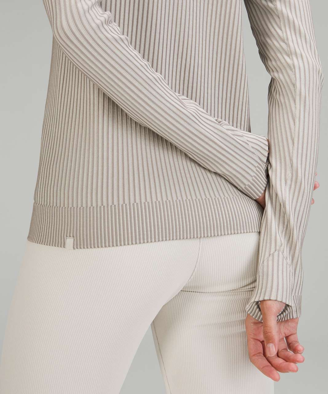 Lululemon Rest Less Pullover - Colour Rib White Opal / Gull Grey