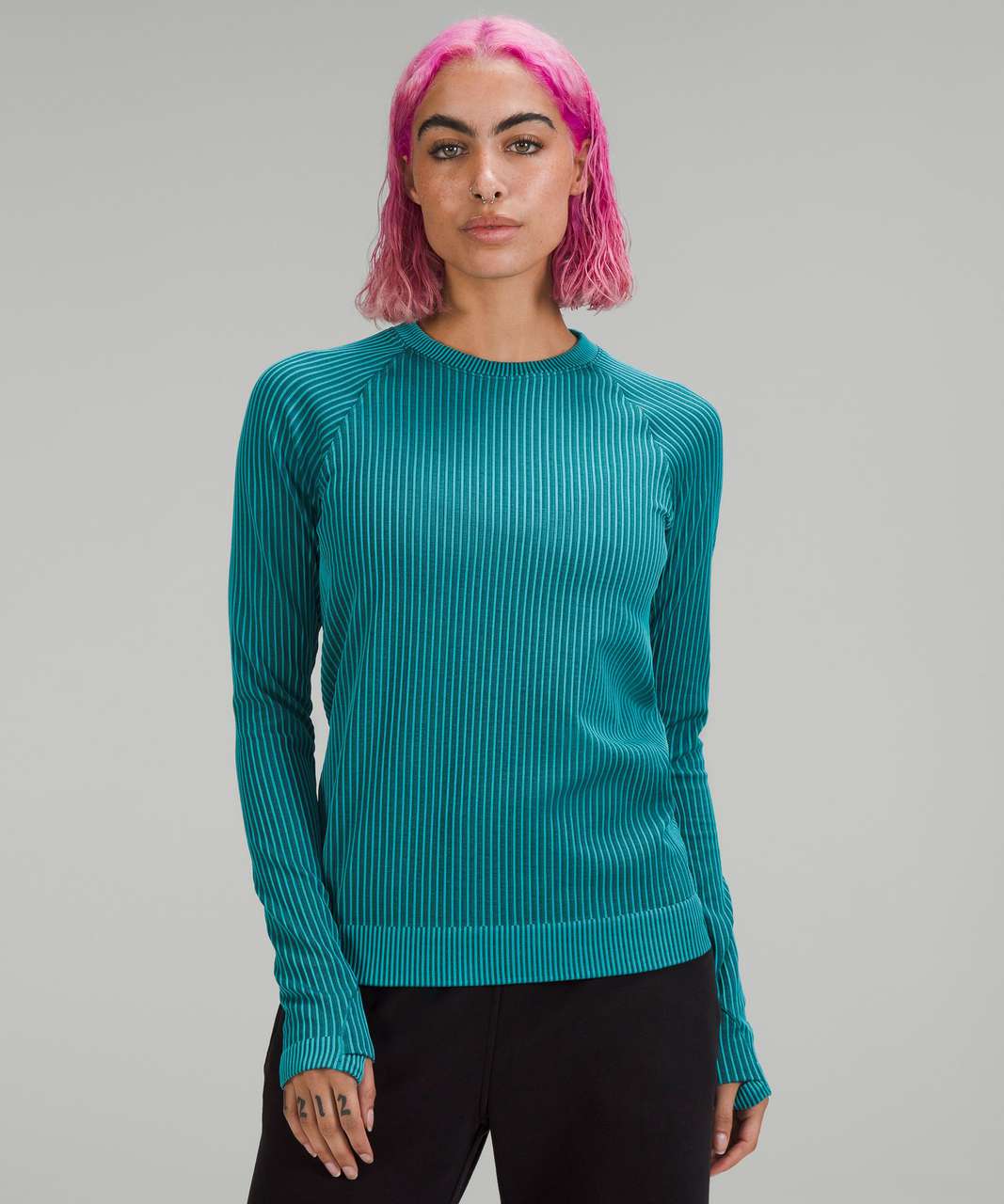 Lululemon Rest Less Pullover - Colour Rib Green Jasper / Oceanic