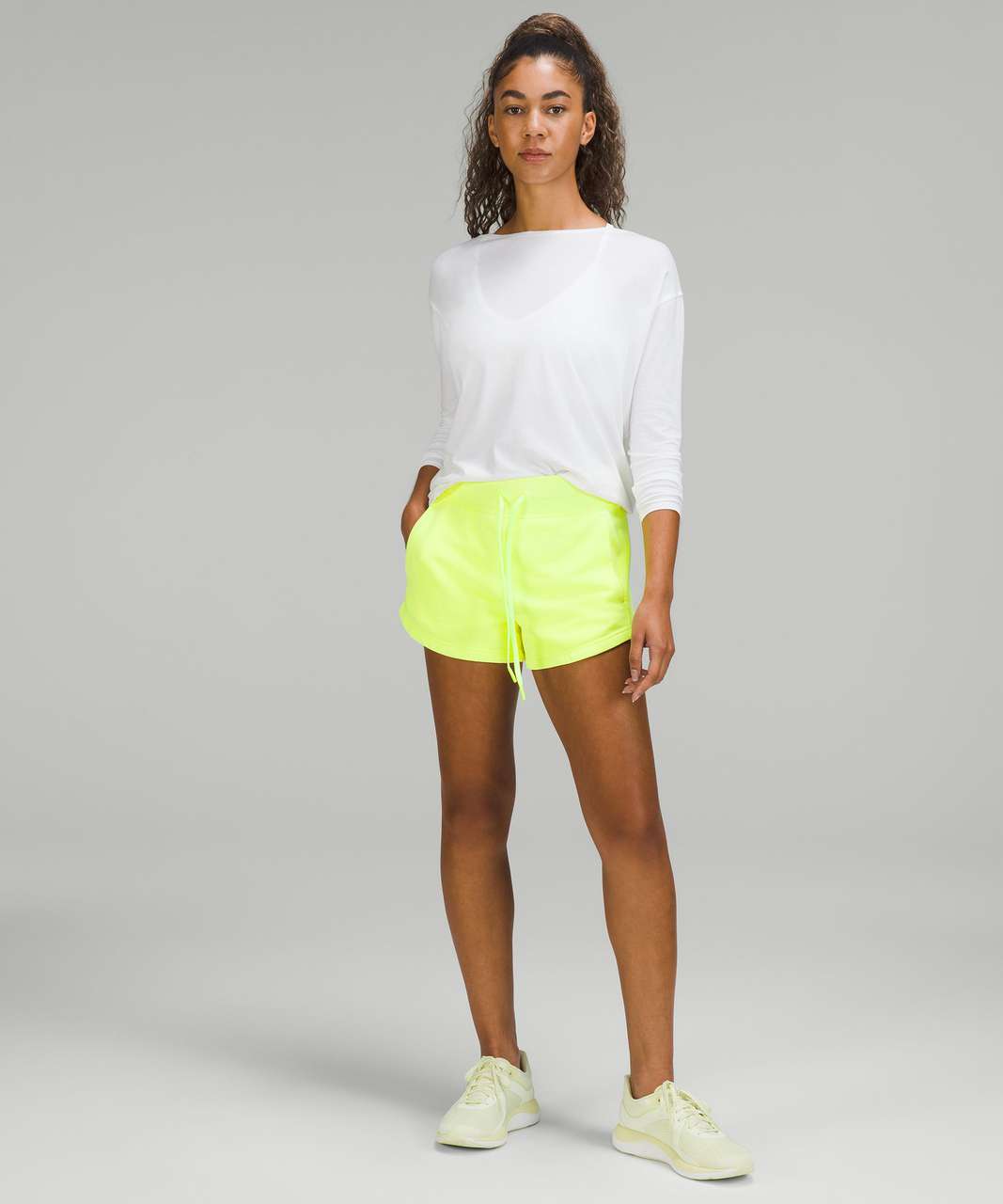 Lululemon Inner Glow High-Rise Short 3" - Neon Garment Dye Solid Highlight Yellow