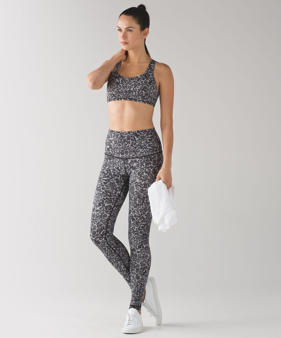 Lululemon Wunder Under Pant (Hi-Rise) - Mini Cinder Lace White Black